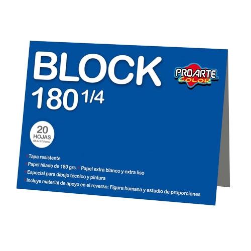 BLOCK DE DIBUJO PROARTE N°180 1/4 PLIEGO - 1