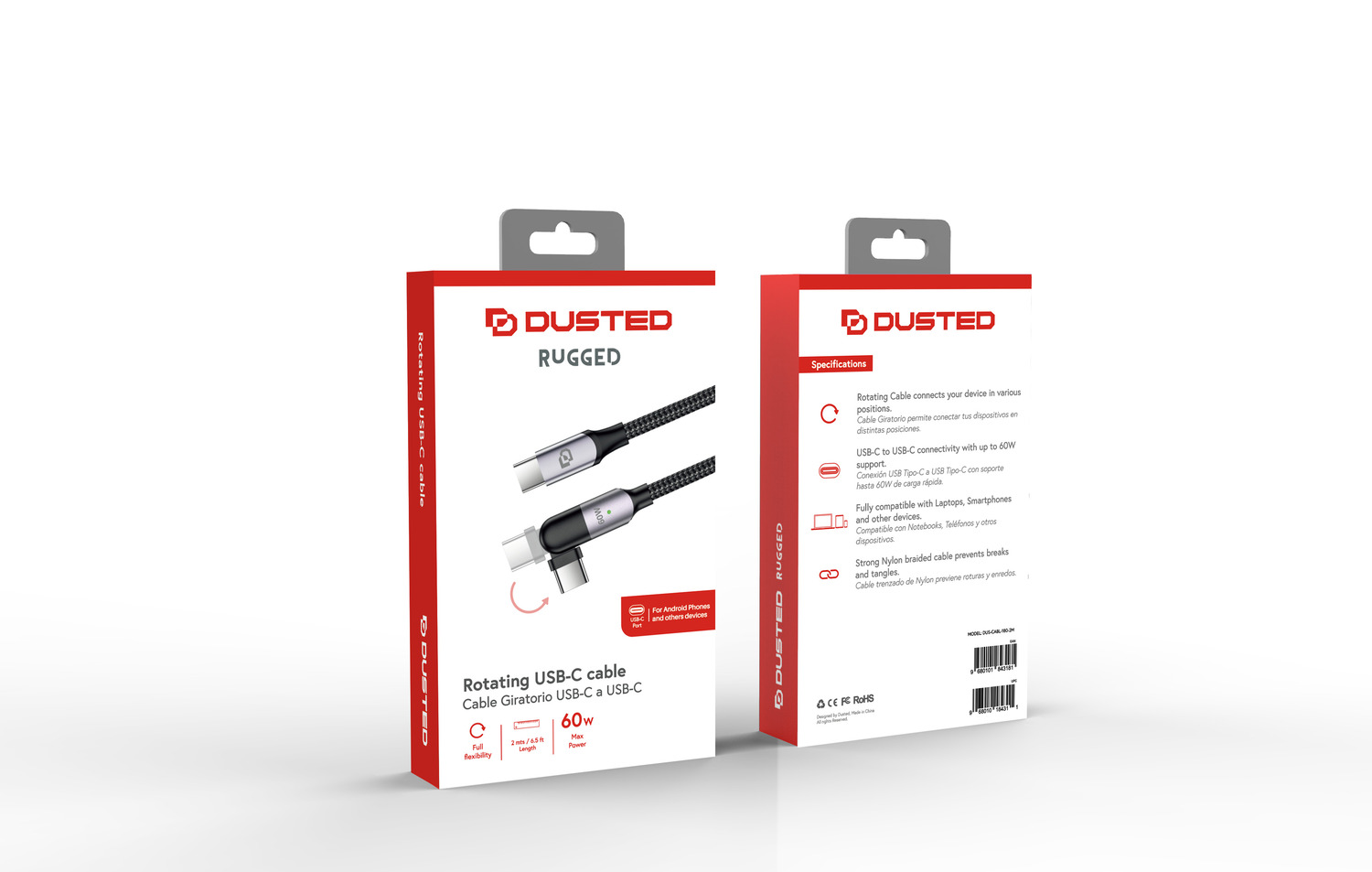 CABLE GIRATORIO USB-C A USB-C 60W DE 2M RUGGED DUSTED - 6