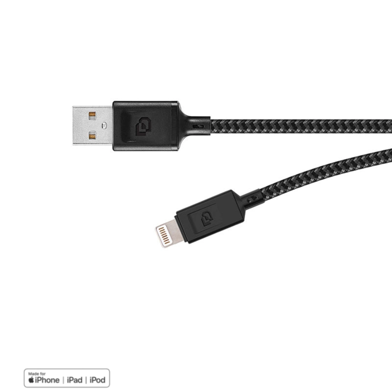 CABLE LIGHTNING MFI A USB-A 1.2 MT RUGGED DUSTED NEGRO - 3