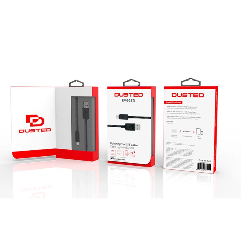 CABLE LIGHTNING MFI A USB-A 1.2 MT RUGGED DUSTED NEGRO - 4