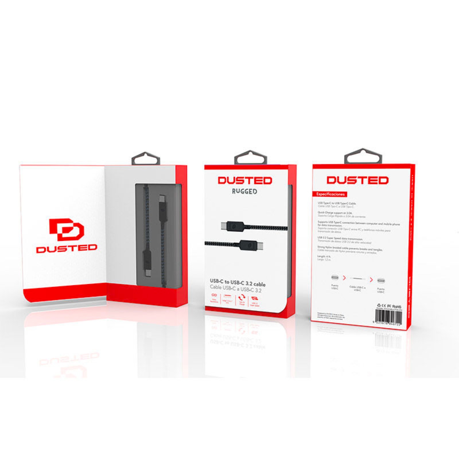 CABLE USB-C A USB-C, USB 3.2, 1.5 MT RUGGED DUSTED NEGRO - 6