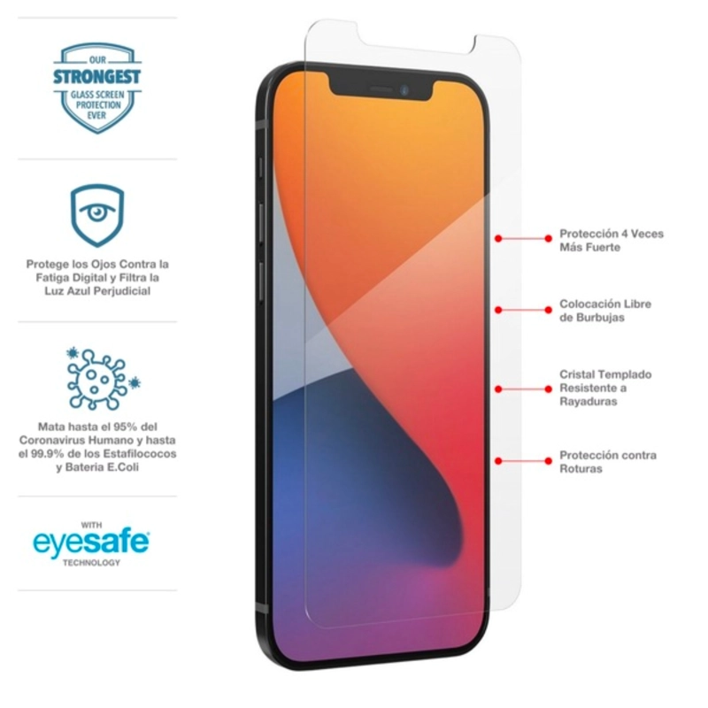 PROTECTOR IPHONE 12.12 PRO XR.11 ZAGG LÁMINA GLASS ELITE - 8