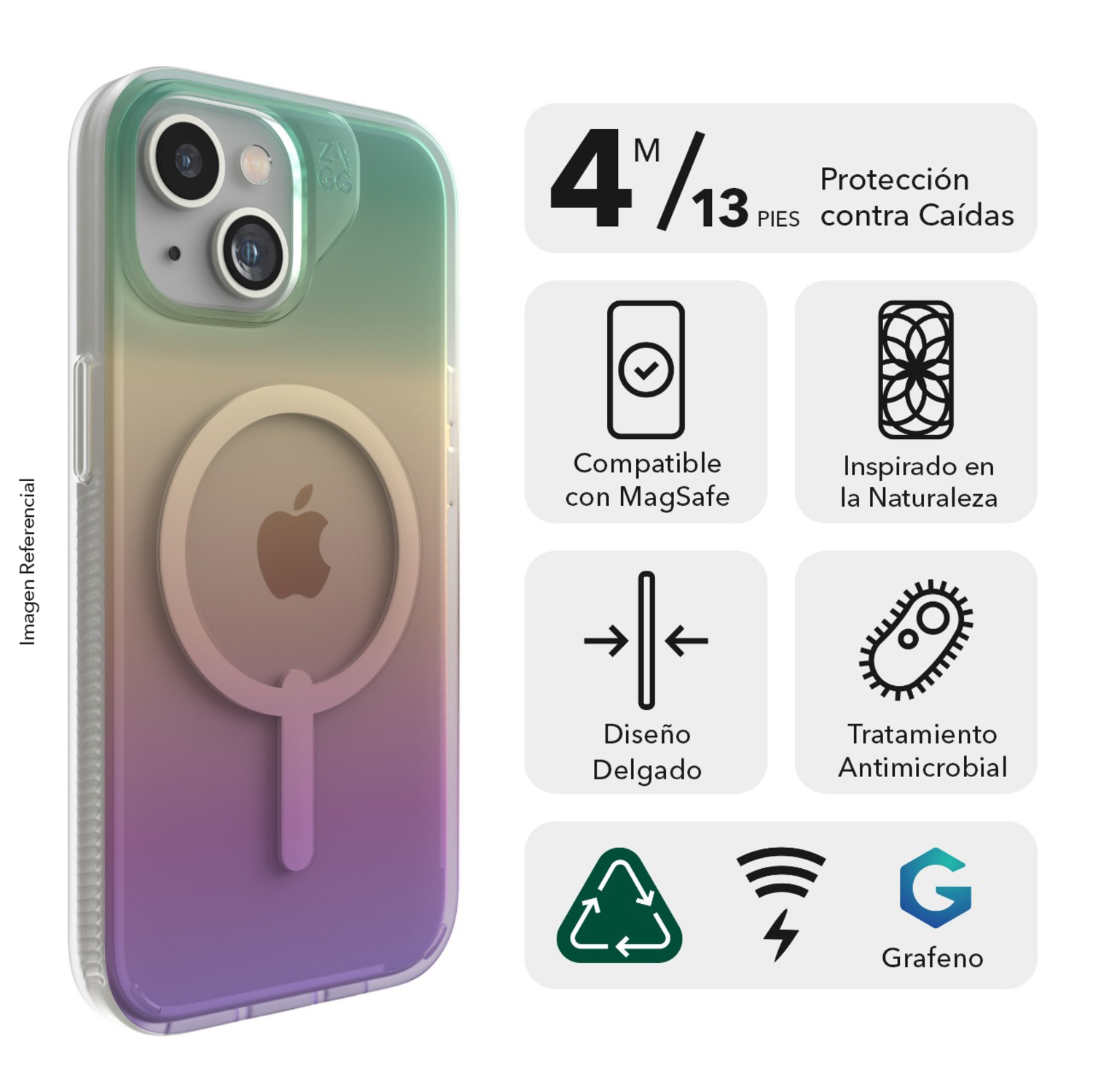 CARCASA IPHONE 15 ZAGG MILAN SNAP MAGSAFE IRIDISCENTE - 3