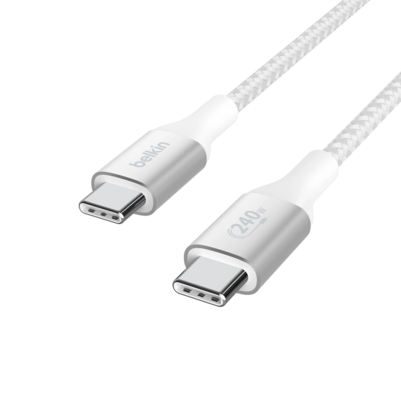 CABLE USB-C A USB-C 240W DE 2.0 MT TRENZADO BELKIN BLANCO - 2