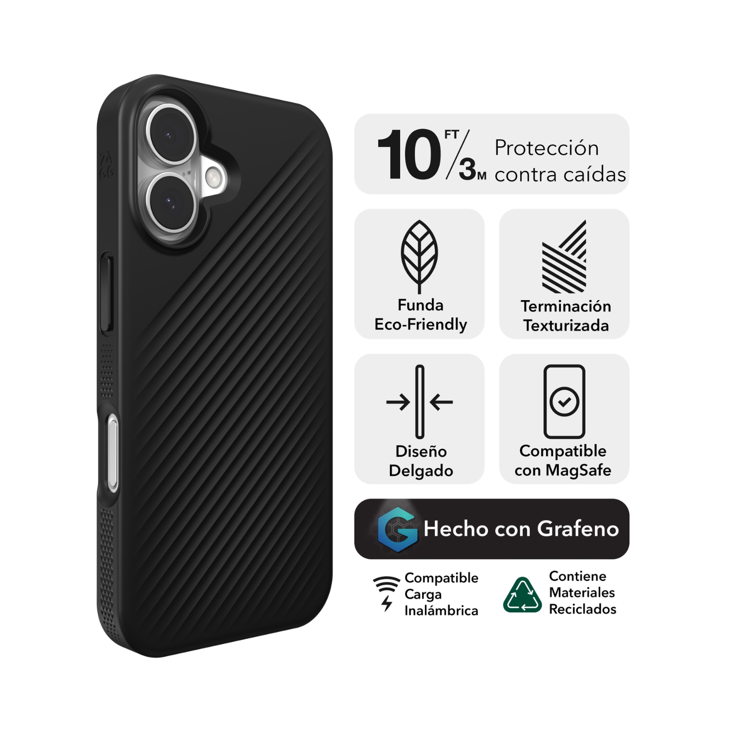 FUNDA LUXE SNAP MAGSAFE IPHONE 16 ZAGG NEGRO - 2