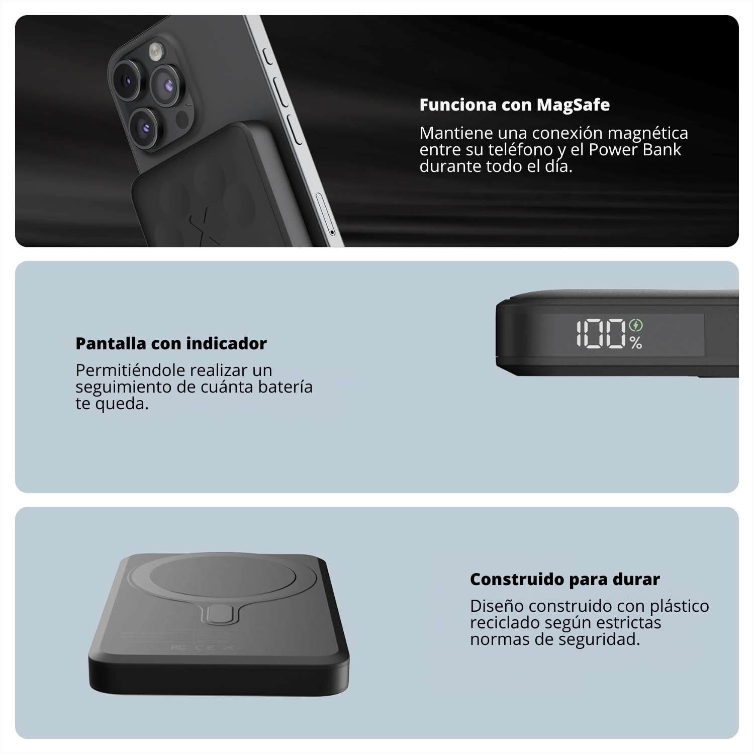 BATERIA 5.000 MAH CON CARGA MAGNE TICA 7.5W XTORM NEGRO - 8