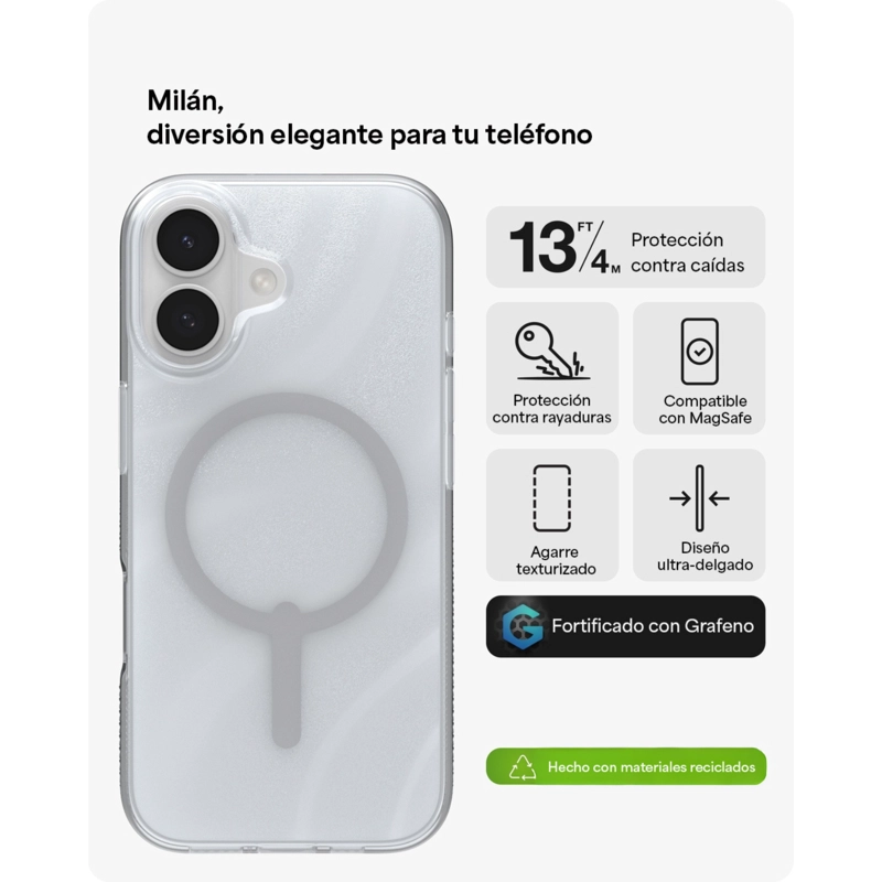 CARCASA MILAN SNAP PARA IPHONE 17 REMOLINO DE GLITTER - 2