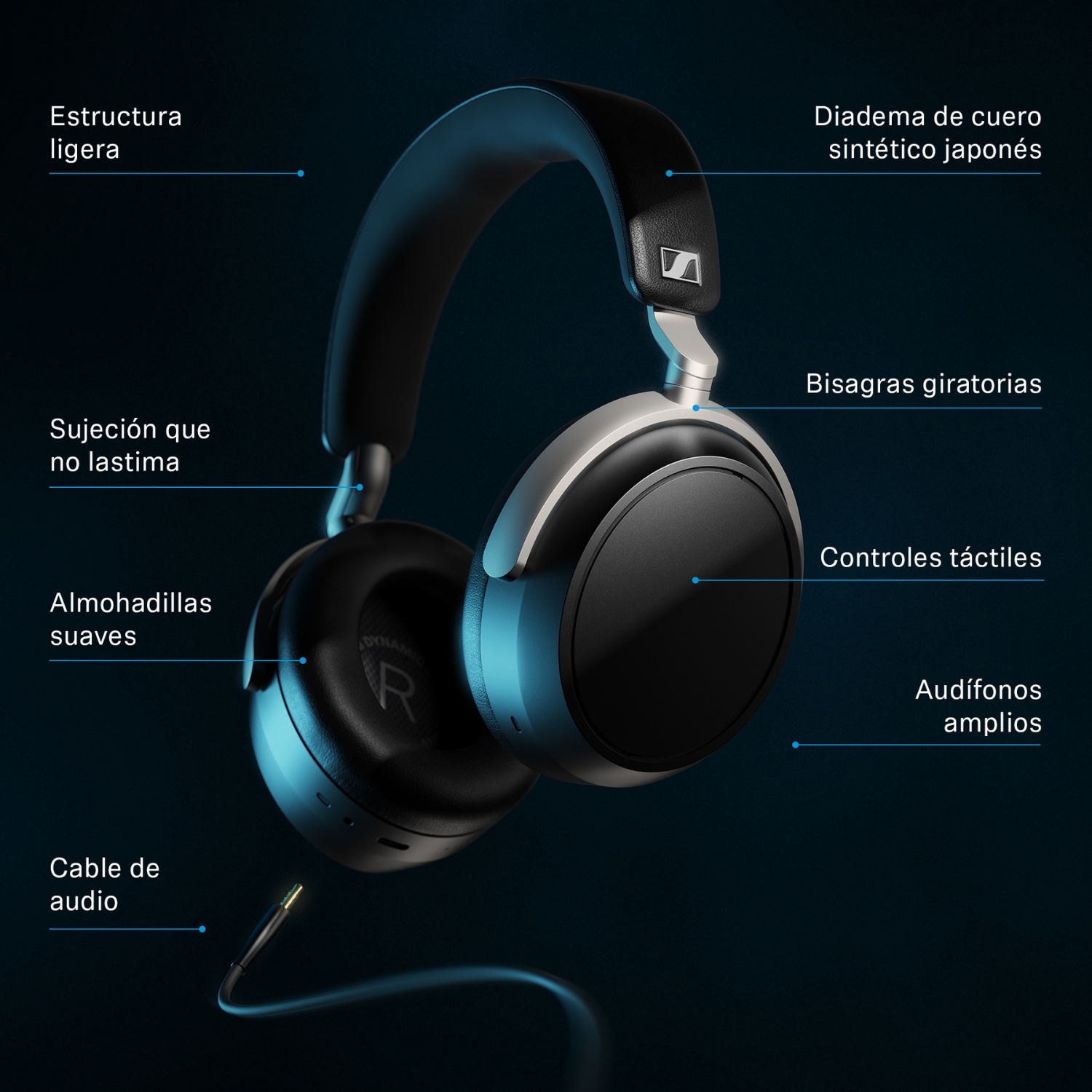AUDIFONOS OVER-EAR HD B630 WIRELESS ANC SENNHEISER NEGRO - 9