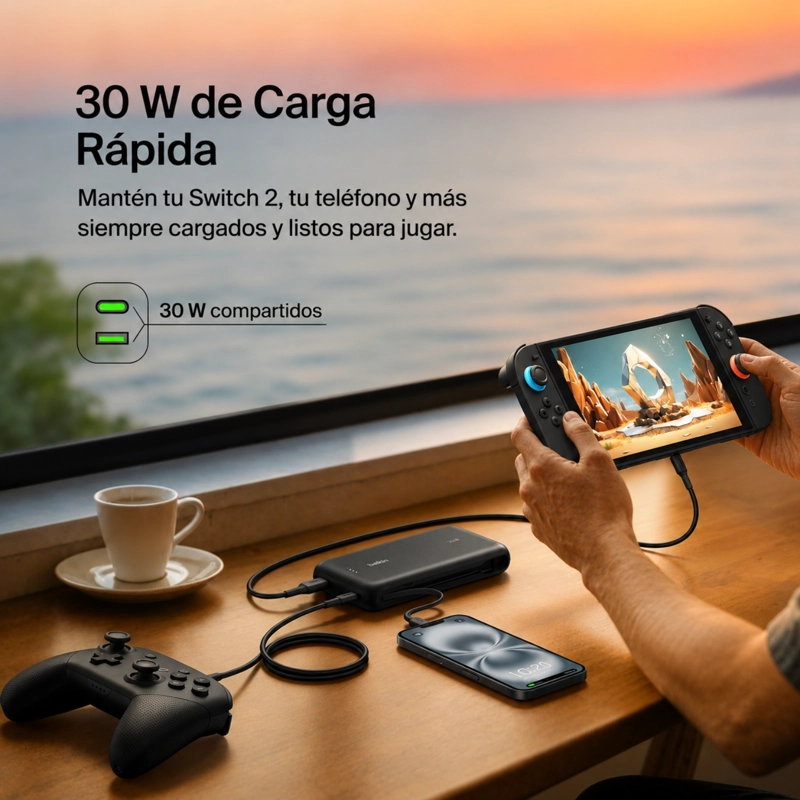 BATERIA 20.000 MAH CON CABLE USB-C PARA NINTENDO SWITCH 2 - 2