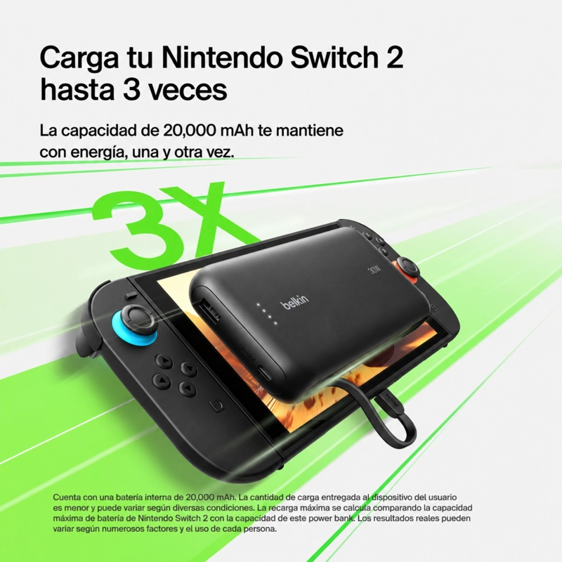 BATERIA 20.000 MAH CON CABLE USB-C PARA NINTENDO SWITCH 2 - 6