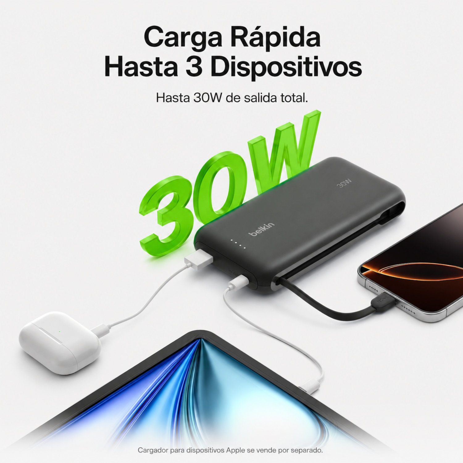 BATERIA 20.000 MAH 30W PD CON CABLE USB-C BELKIN - 2