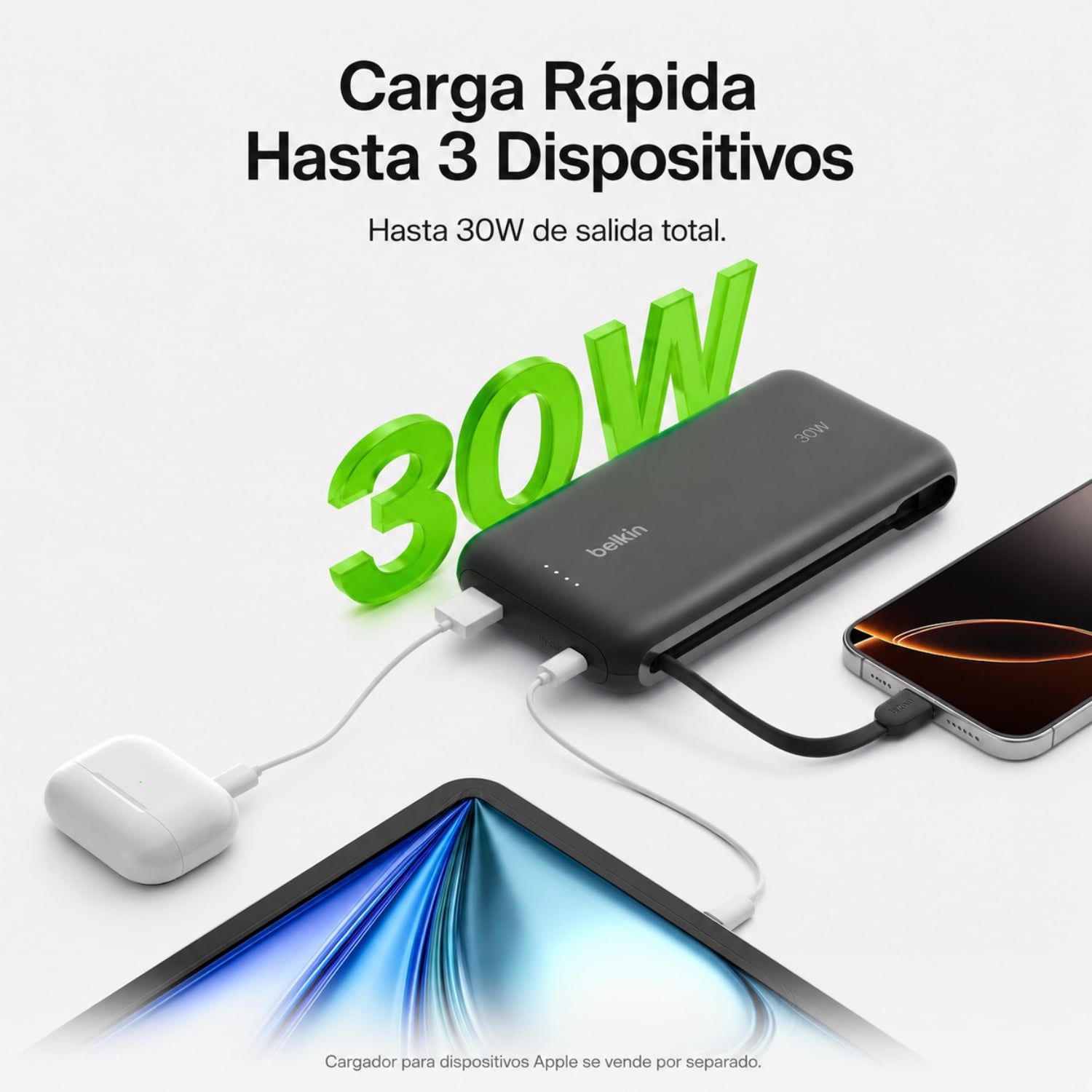 BATERIA 20.000 MAH 30W PD CON CABLE USB-C BELKIN - 3