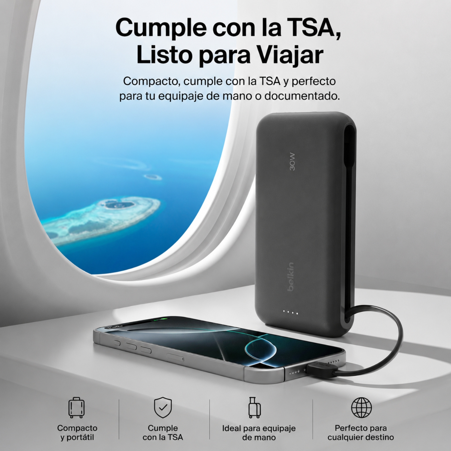 BATERIA 20.000 MAH 30W PD CON CABLE USB-C BELKIN - 5