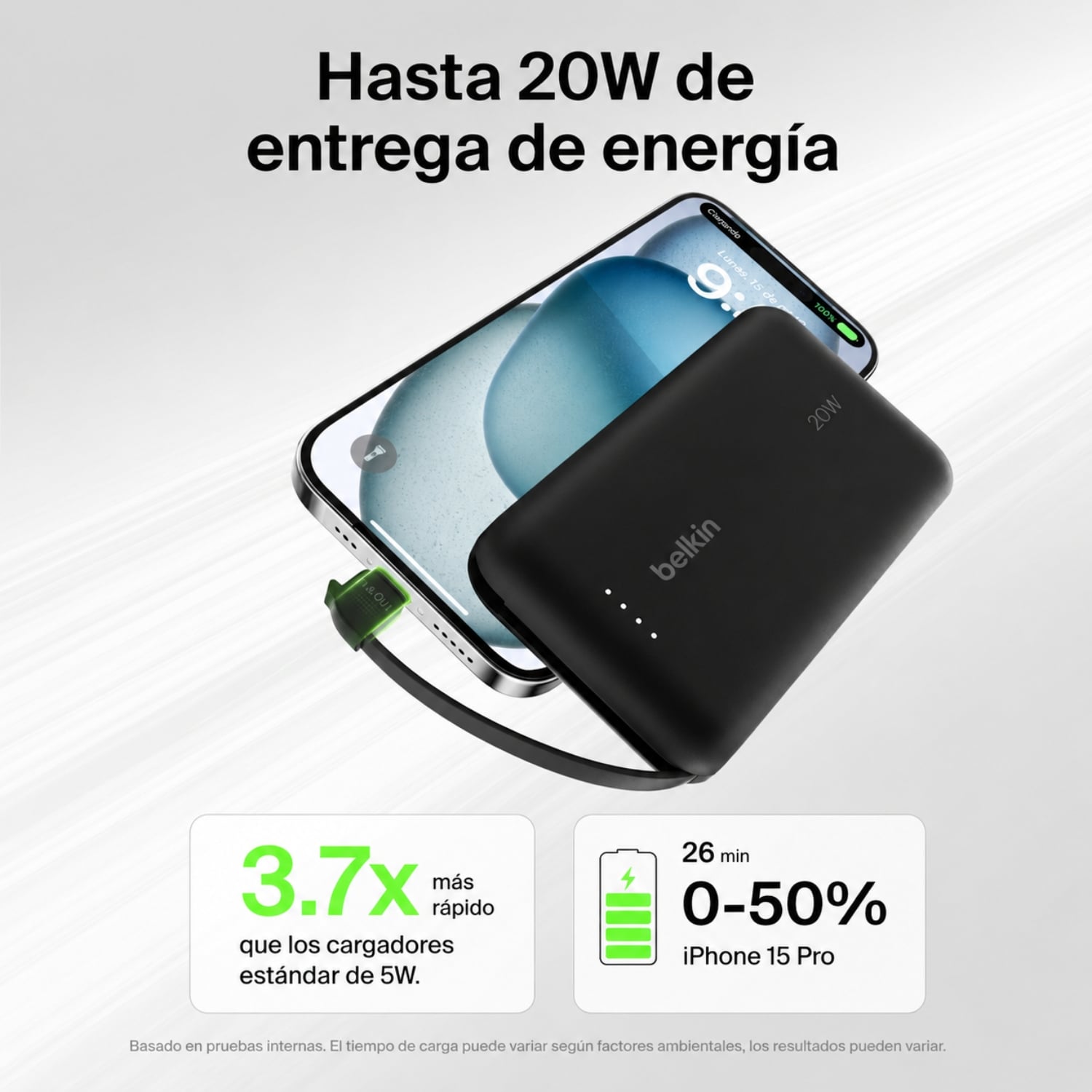 BATERIA 10.000 MAH 20W PD CON CABLE USB-C BELKIN - 2
