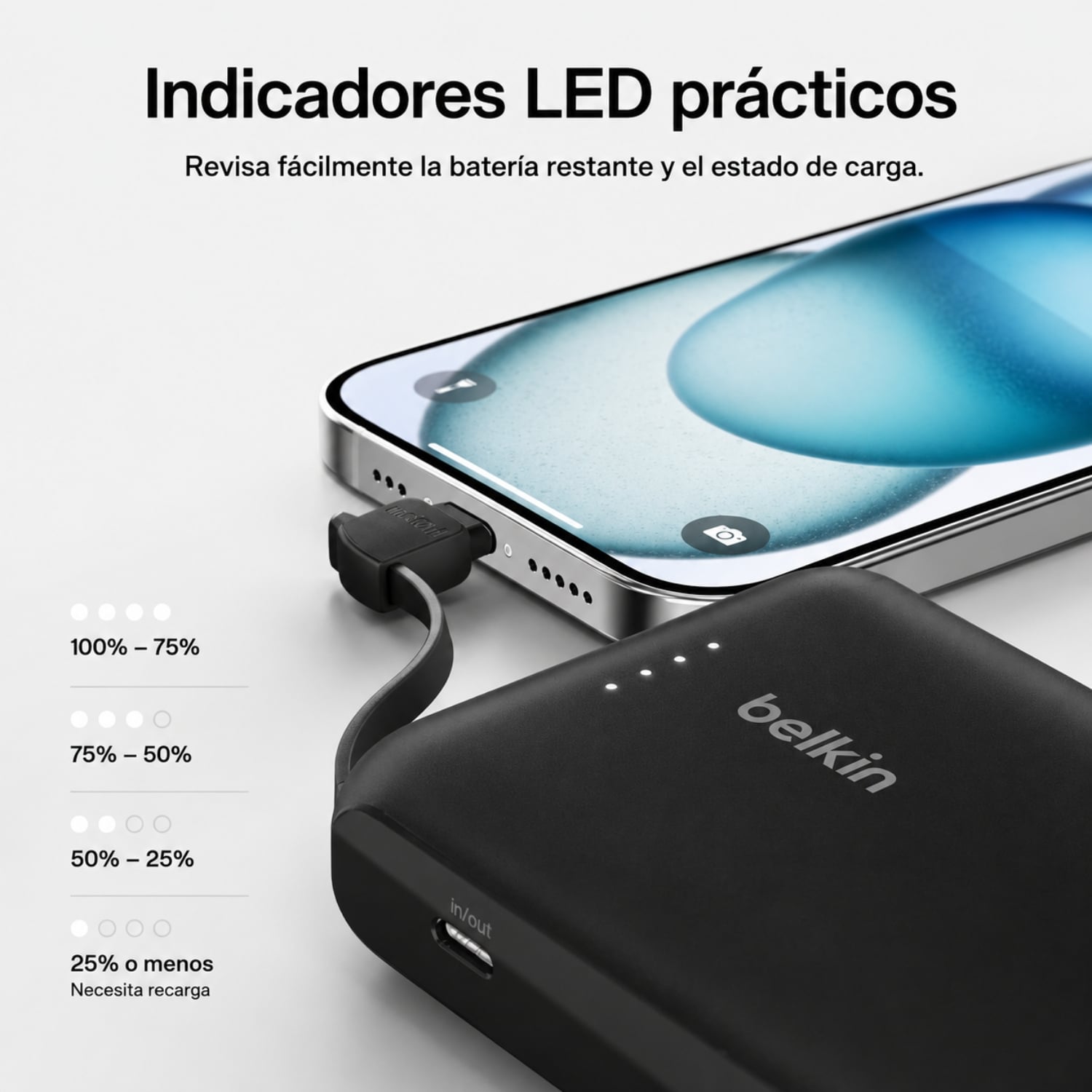 BATERIA 10.000 MAH 20W PD CON CABLE USB-C BELKIN - 5