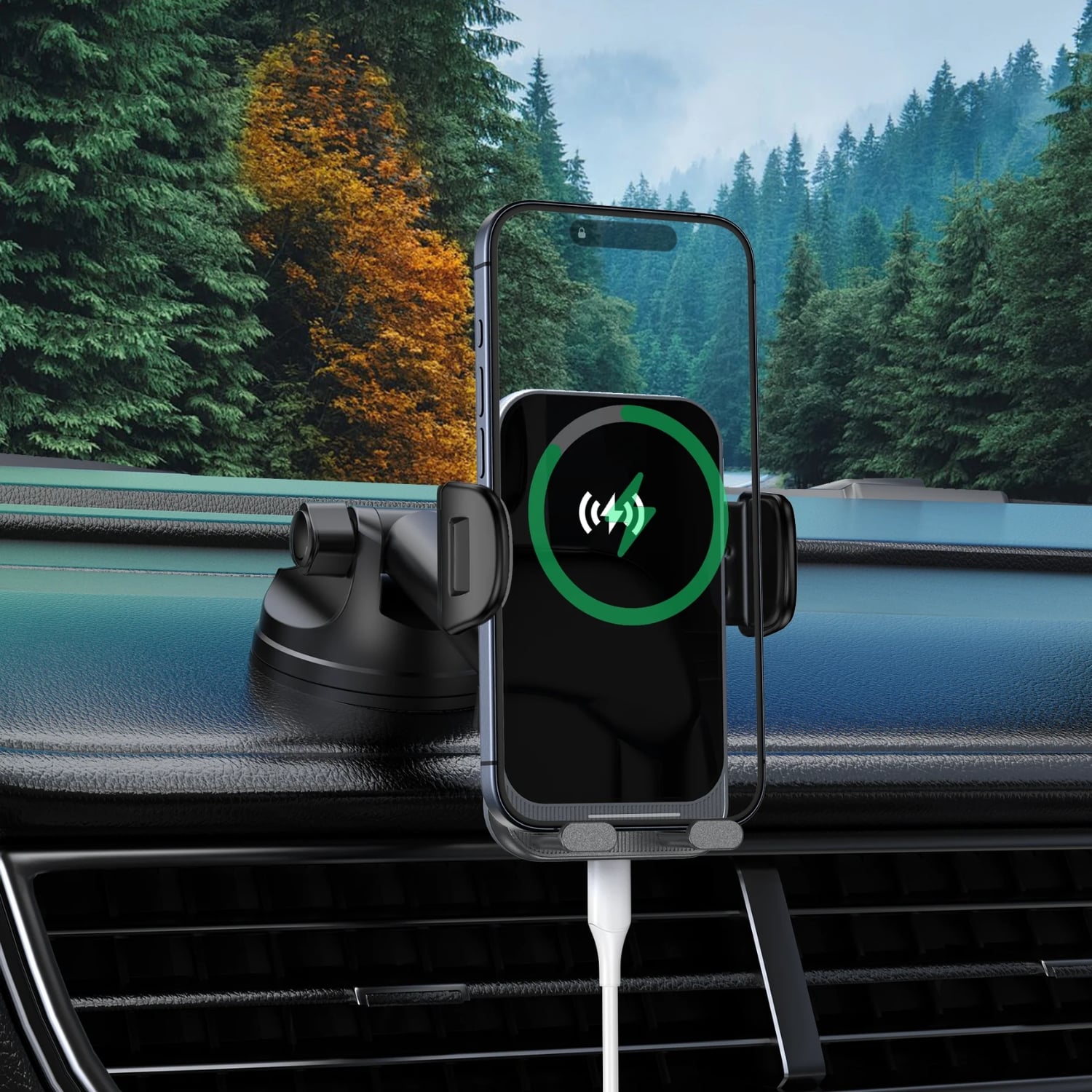 CARGADOR DE AUTO INALAMBRICO 15W DUSTED NEGRO - 3