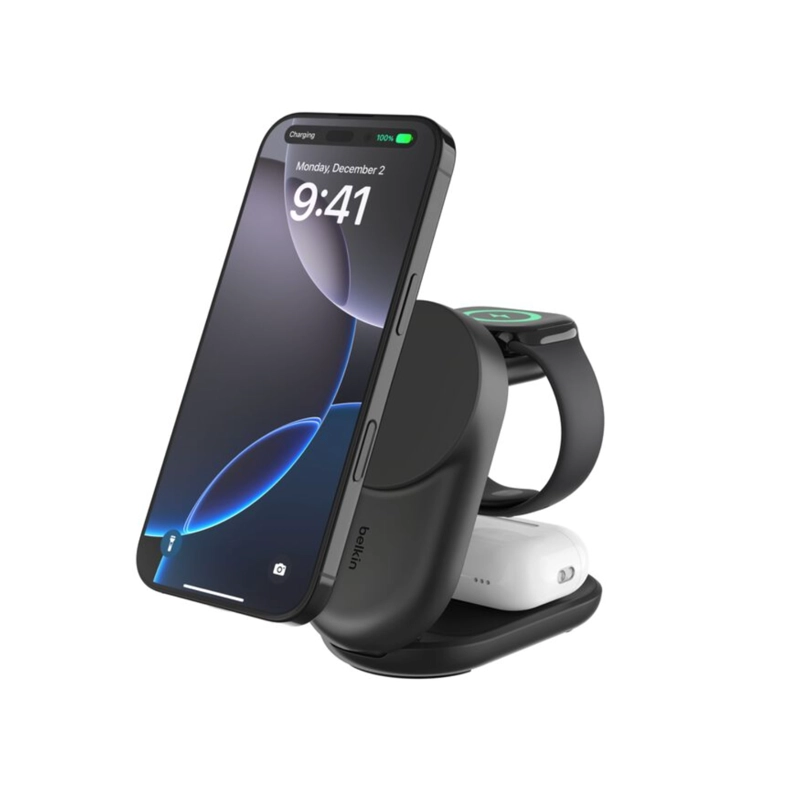 BELKIN BASE DE CARGA 3 EN 1 PLEGABLE ULTRACHARGE QI2 25W