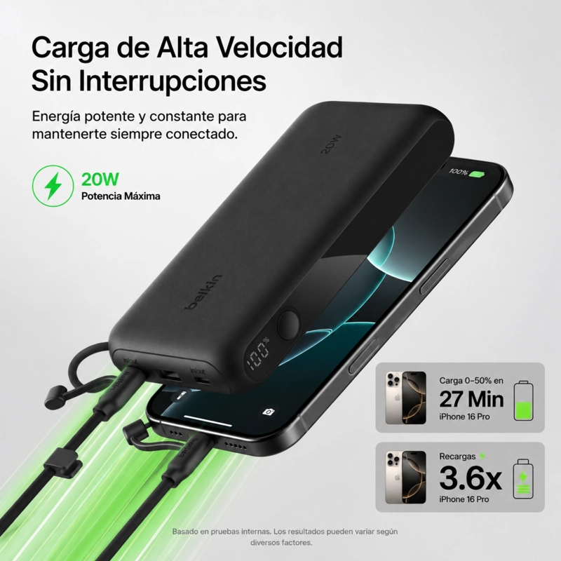 BATERIA PORTATIL 20.000MAH 20W BELKIN CON PANTALLA LED - 2