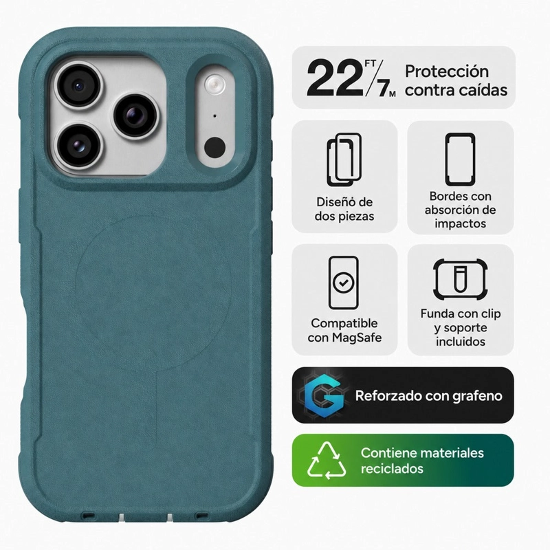 CARCASA TETON SNAP PARA IPHONE 18 PRO VERDE MUSGO - 2