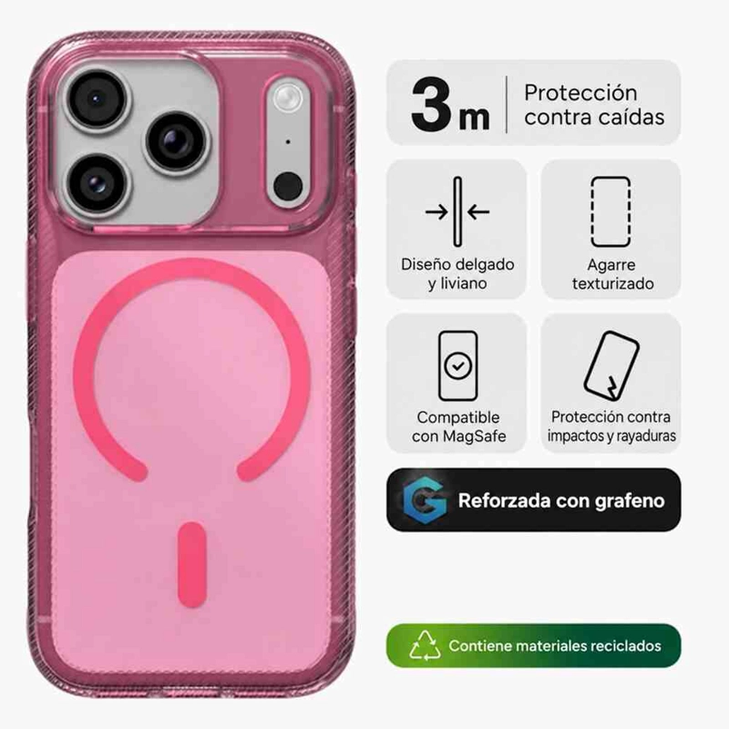 CARCASA LUXE SNAP PARA IPHONE 18 PRO MAX ROSA TRANSLUCIDO - 2