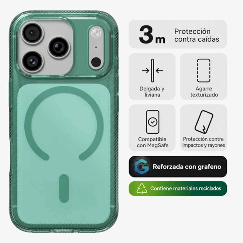 CARCASA LUXE SNAP PARA IPHONE 18 PRO MAX MENTA TRASLUCIDA - 2
