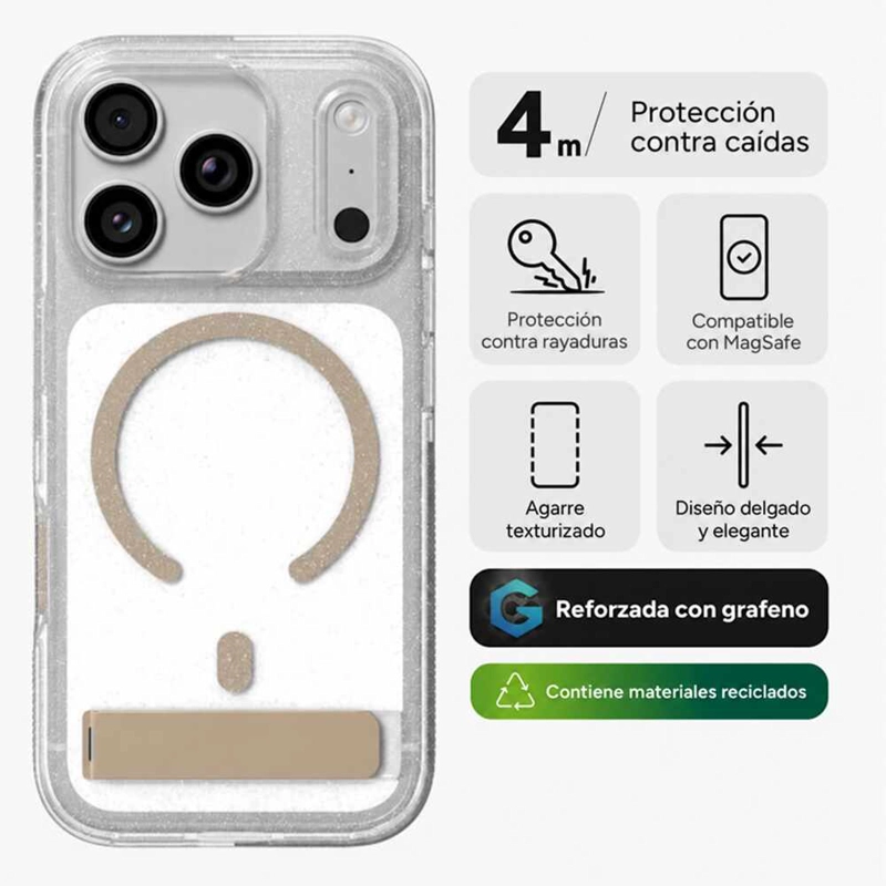 CARCASA MILAN SNAP PARA IPHONE 18 PRO MAX GLITTER ORO - 2