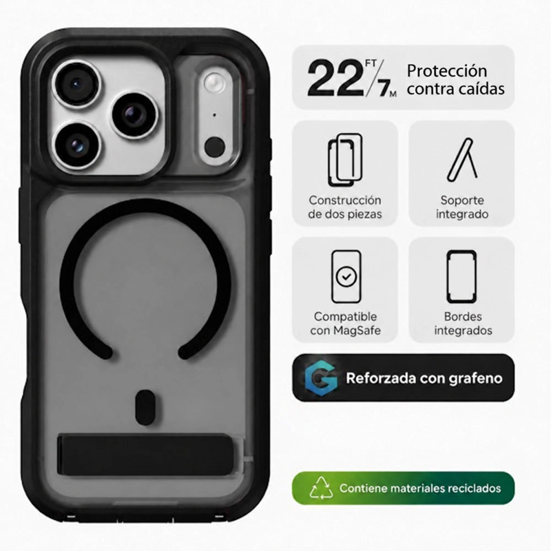 CARCASA RAINIER SNAP PARA IPHONE 18 PRO NEGRO HUMO - 2