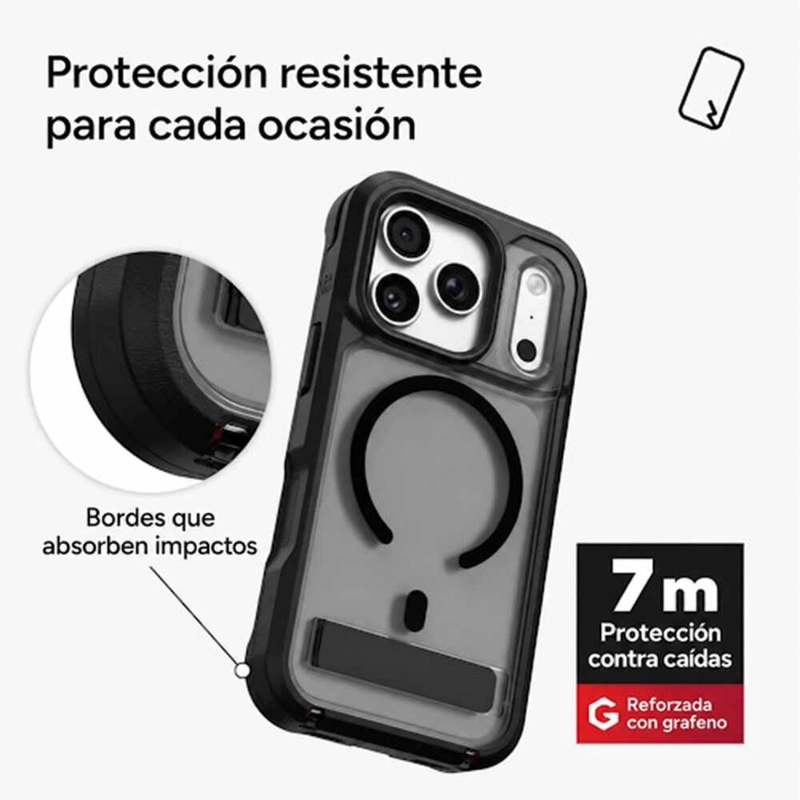 CARCASA RAINIER SNAP PARA IPHONE 18 PRO NEGRO HUMO - 5