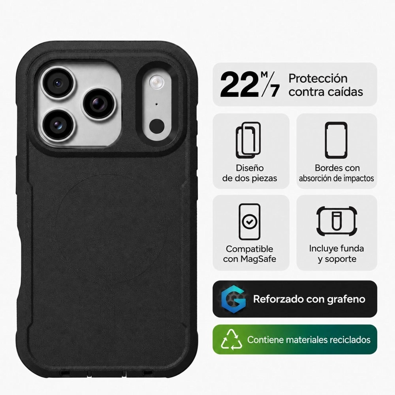 CARCASA TETON SNAP PARA IPHONE 18 PRO NEGRO - 2