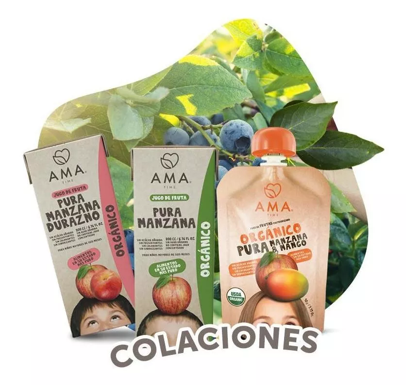 6X AMA PURE FRUTA MANZANA FRAMBUESA ORGÁNICO PAPILLA COMPOTA - 3