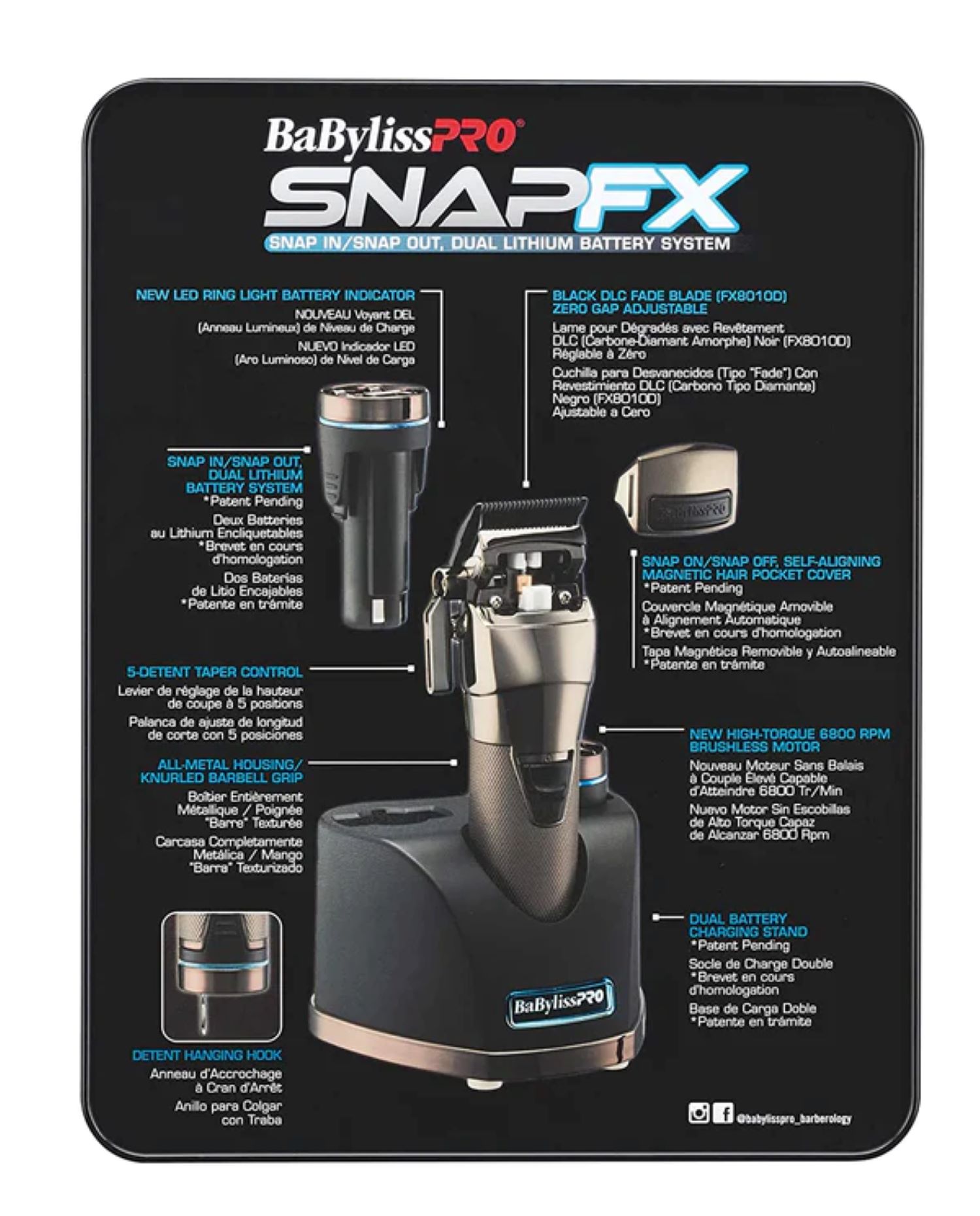 MÁQUINA CORTADORA CLIPPER SNAP FX BABYLISSPRO - 8