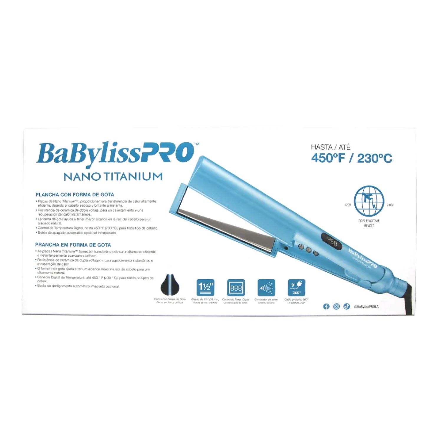 PLANCHA BABYLISS NANO TITANIUM FORMA DE GOTA ROOTREACHER 1½ - 3