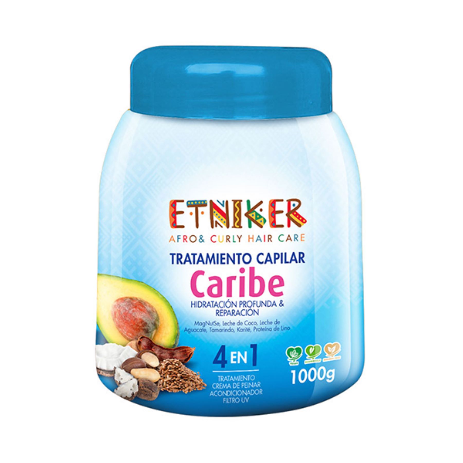 TRATAMIENTO CAPILAR AFRO AND CURLY ETNIKER CARIBE 4 EN 1 DE 1000GR - 1