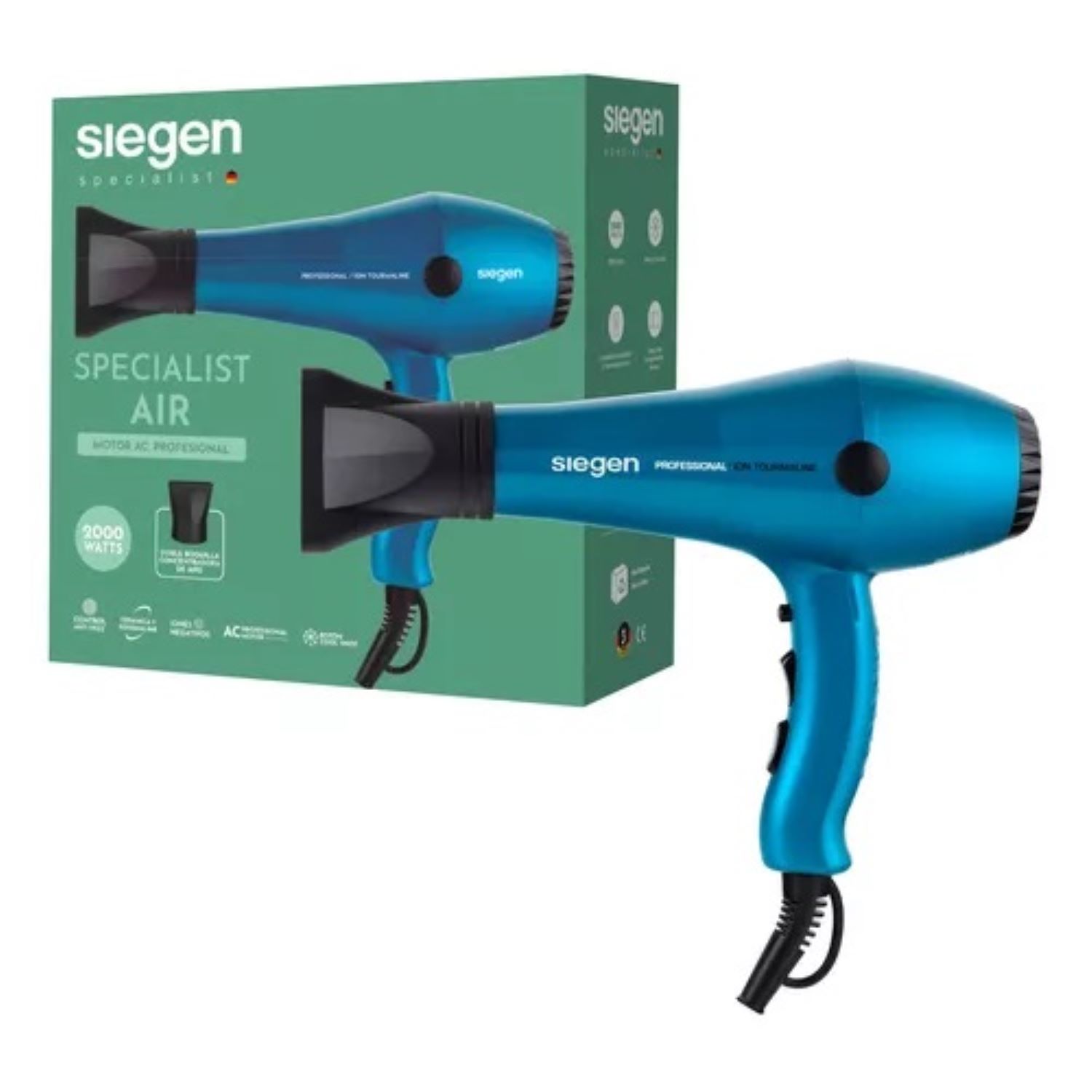 SECADOR DE PELO SIEGEN SPECIALIST AIR IONES NEGATIVOS AZUL SG3049C02 2000WATTS - 6