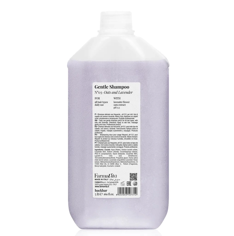 FARMAVITA GENTLE SHAMPOO NRO 03 OATS AND LAVENDER 5000 ML - 3