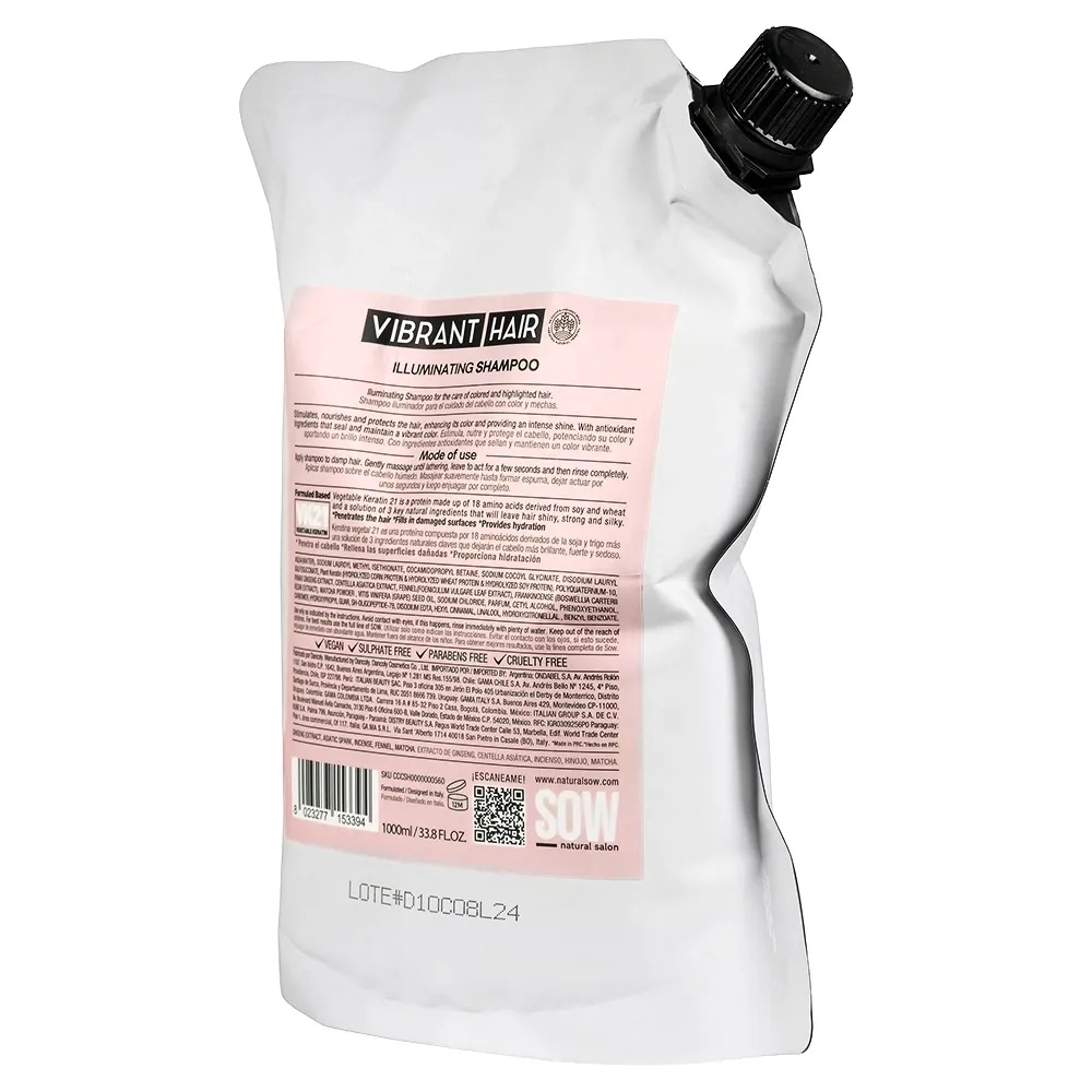 SHAMPOO SOW RECARGABLE VIBRANT HAIR ILLUMINATING VK21 1000ML - 2
