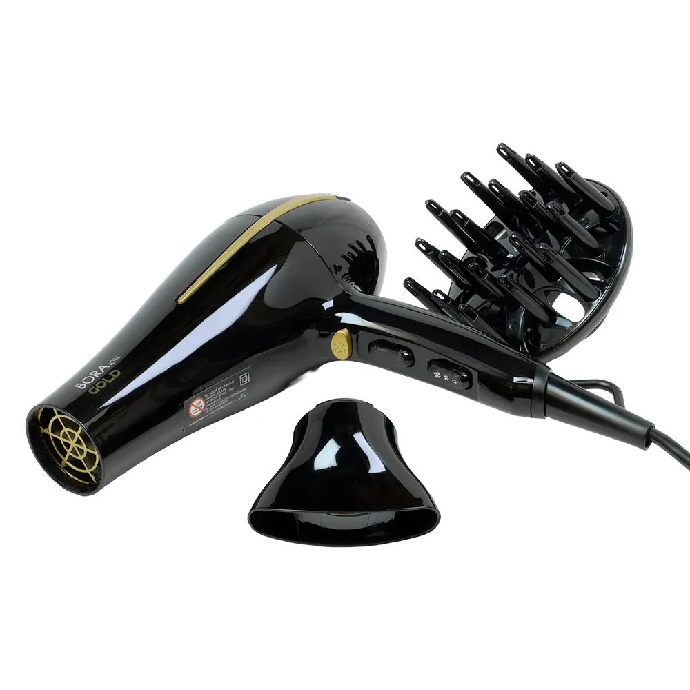SECADOR DE PELO CERAMIC ION BORA GOLD COLOR NEGRO GAMA 2200W - 4