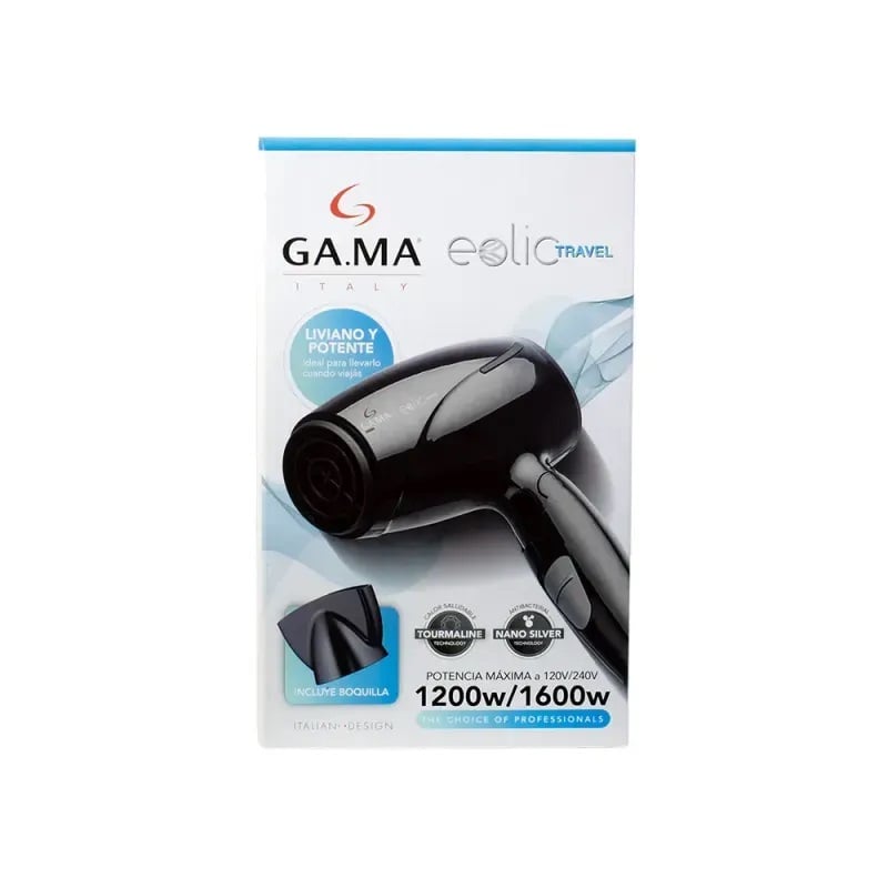 SECADOR EOLIC TRAVEL TURMALINA PLEGABLE COMPACTO NEGRO GAMA DE 1200/1600W - 7