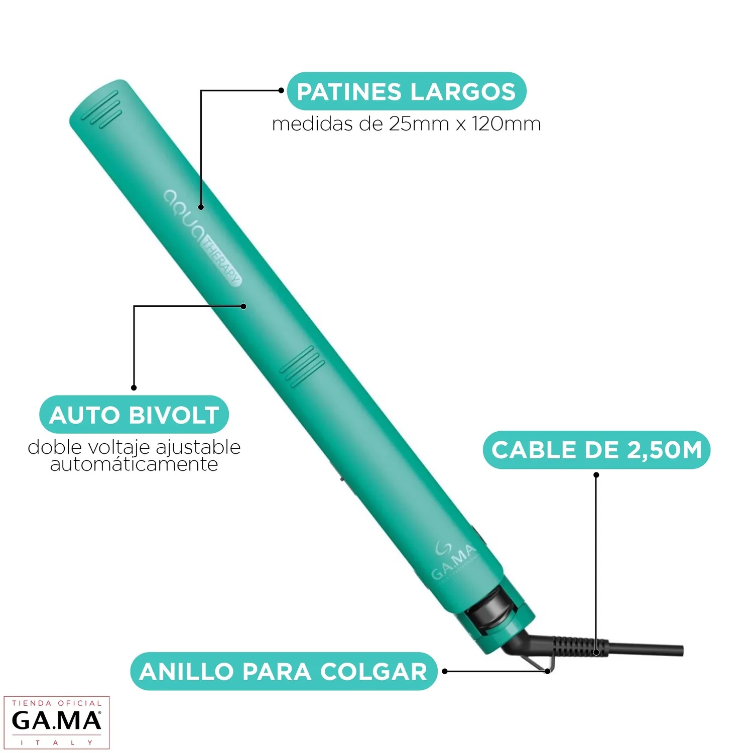 PLANCHA ALISADOR DE PELO GAMA ELEGANCE AQUA THERAPY HYDRO VERDE 230C - 3