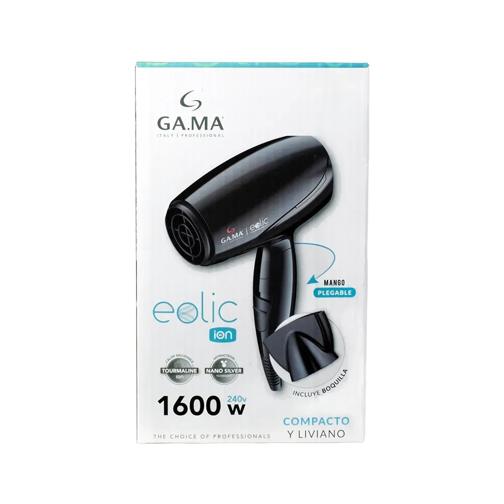 SECADOR DE PELO GAMA EOLIC ION MINI 1600W PLEGABLE LIVIANO VIAJE NEGRO - 6
