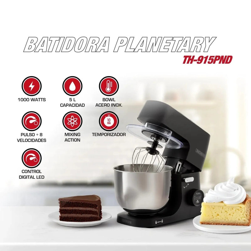 BATIDORA PLANETARY THOMAS TH-915PND 1000W -5 LITROS- DIGITAL - 3