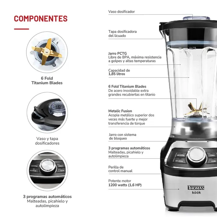 LICUADORA THOMAS TH-790D KÖÖK PRO – 1200W - 4