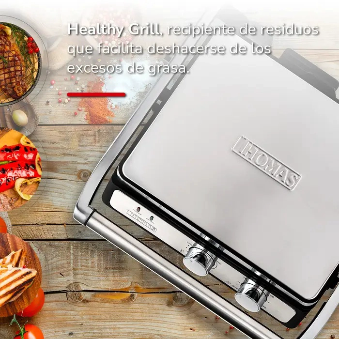 PANINI GRILL 2 EN 1 THOMAS TH-980I- APERTURA 180° - 6