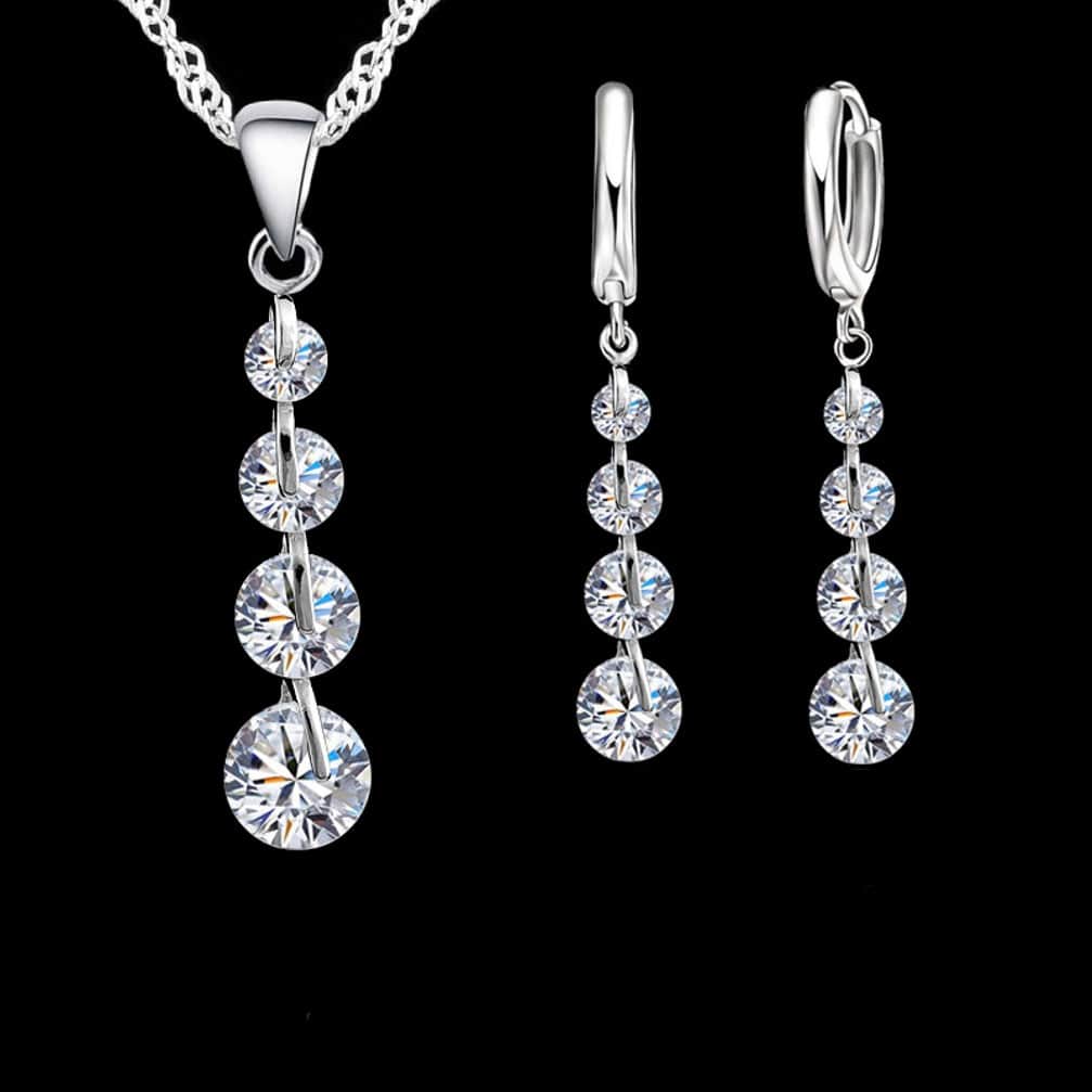 CONJUNTO BASTON CON CIRCONES PLATEADO - 2