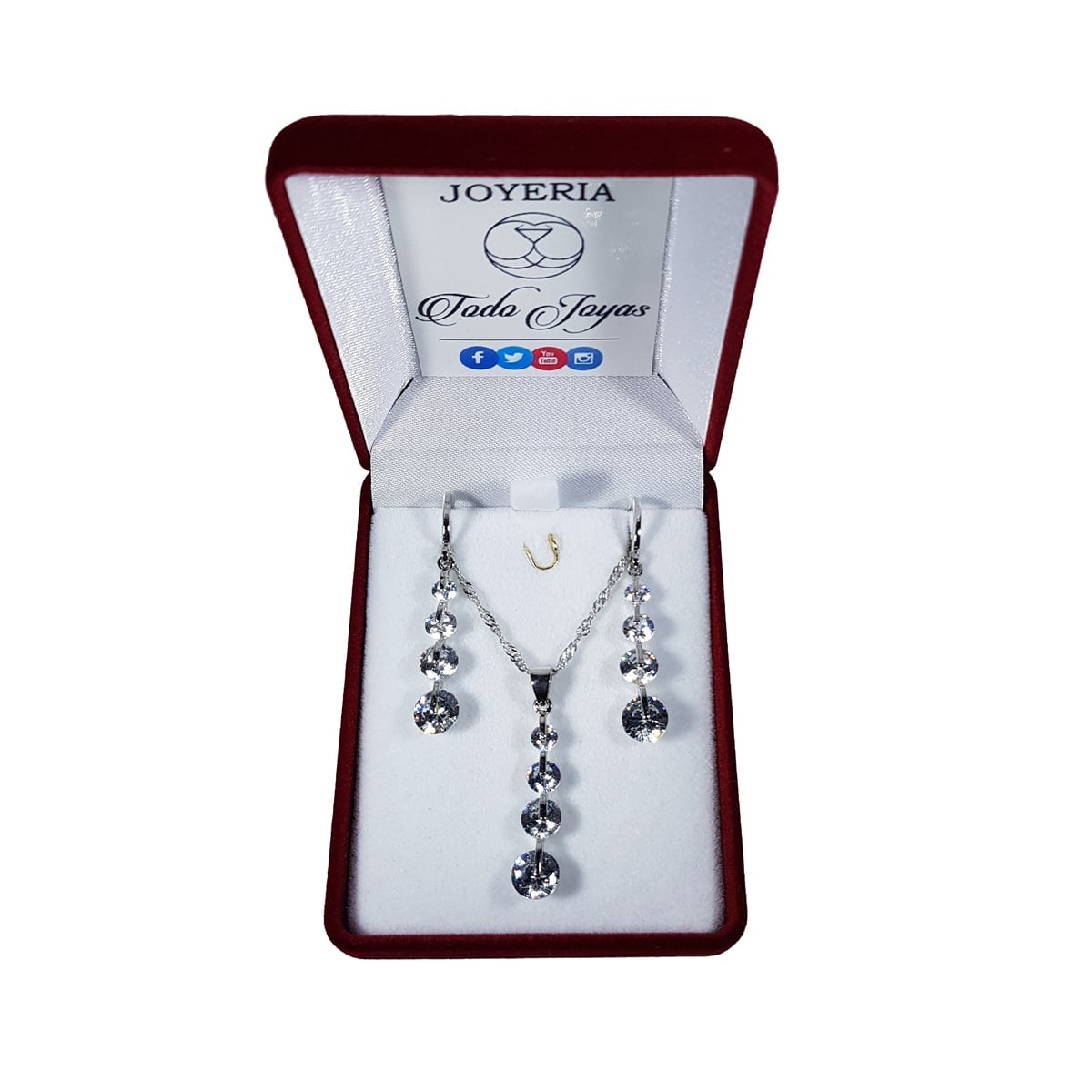 CONJUNTO BASTON CON CIRCONES PLATEADO - 3