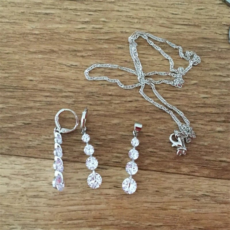 CONJUNTO BASTON CON CIRCONES PLATEADO - 5