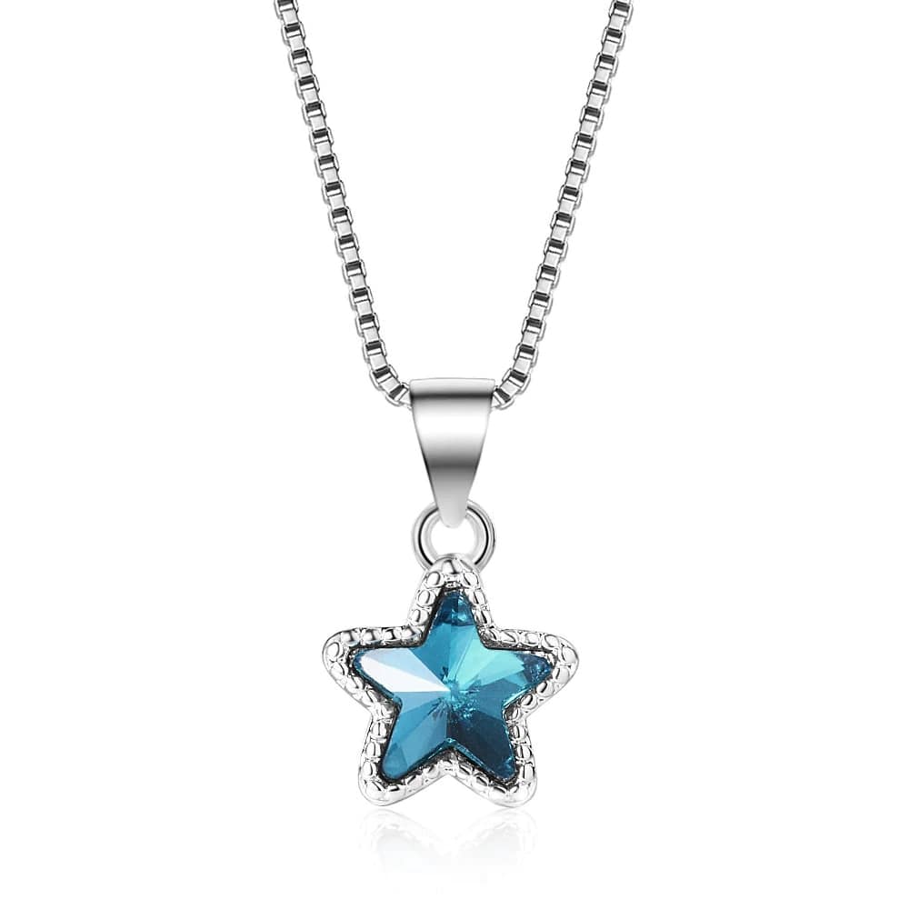 COLLAR TODOJOYAS ENCHAPADO EN PLATA ESTRELLA CIRCON AZUL PLATEADO - 1