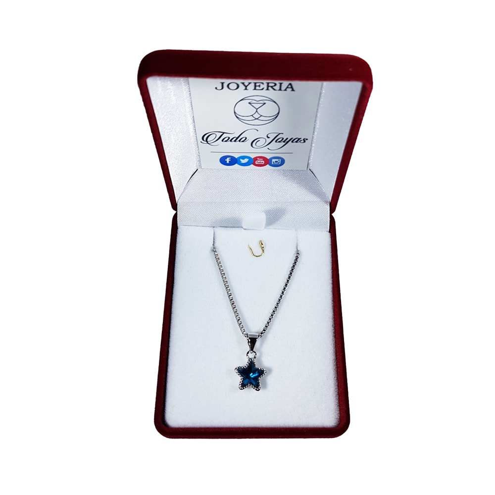 COLLAR TODOJOYAS ENCHAPADO EN PLATA ESTRELLA CIRCON AZUL PLATEADO - 2