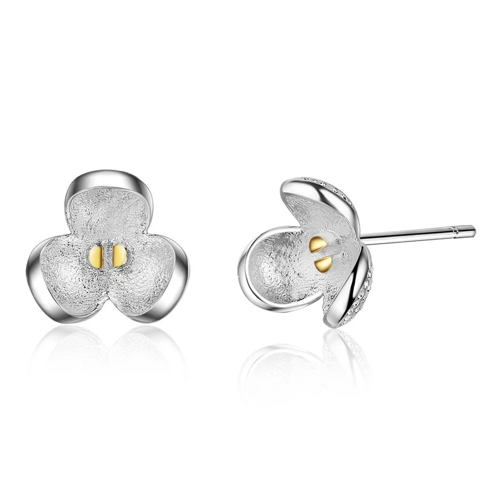 AROS TODOJOYAS DE FLOR TRES PETALOS PLATEADOS PLATA - 1