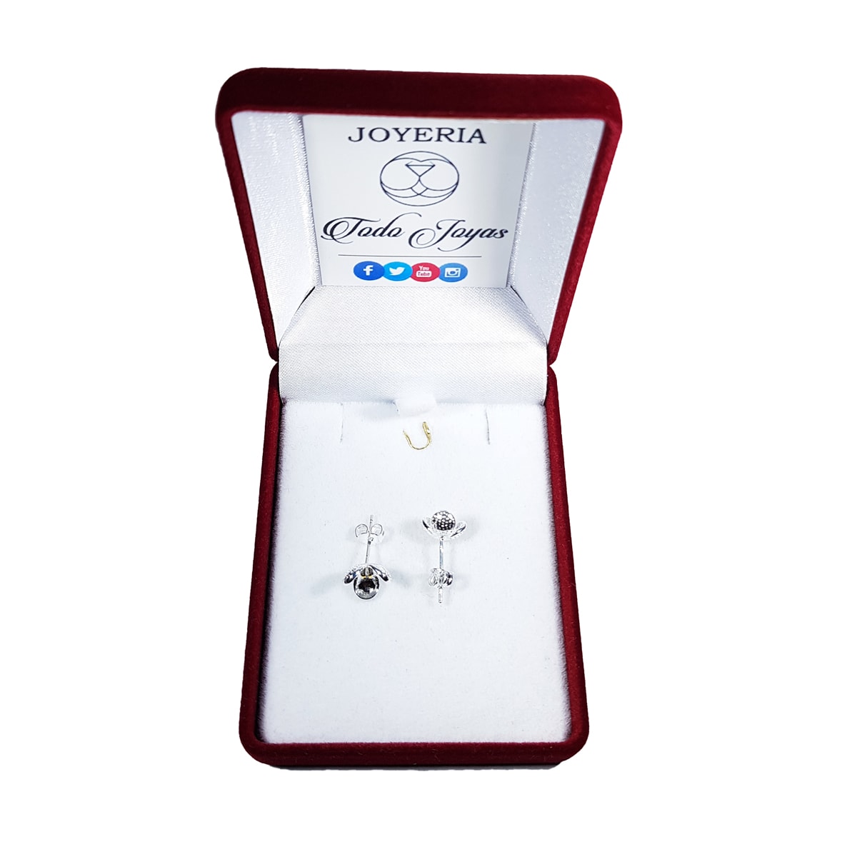 AROS TODOJOYAS DE FLOR TRES PETALOS PLATEADOS PLATA - 2
